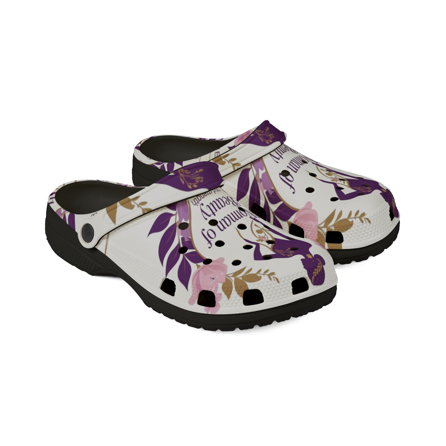 Floral Comfort Clogs - "Woman of Beauty" EVA Foam Shoes, Slip-On Garden Footwear, Perfect for Home, Work, Gift Ideas, Cozy Mules