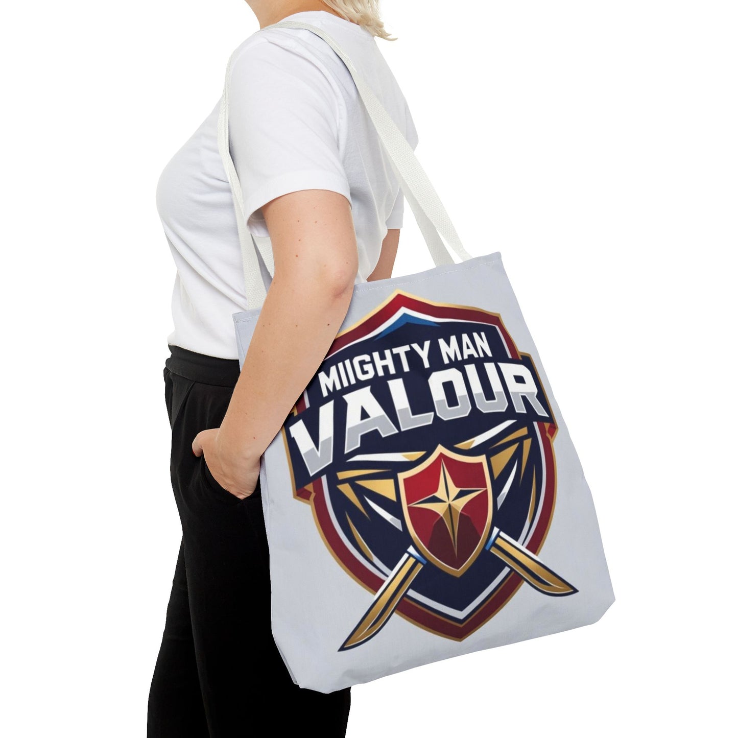 Mighty Man Valor Tote Bag - Versatile Carryall for Heroes, Gift for Gamers, Motivational Shopping Bag, Everyday Eco-Friendly Tote