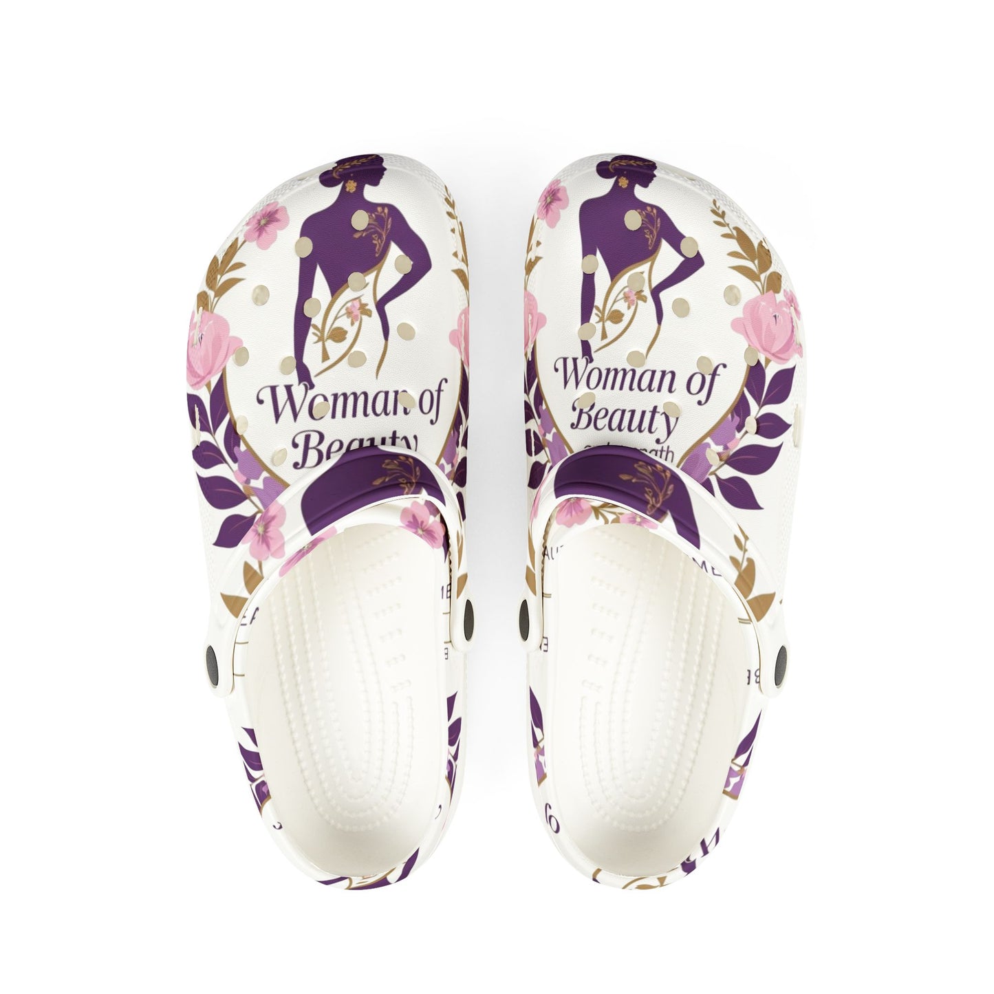 Floral Comfort Clogs - "Woman of Beauty" EVA Foam Shoes, Slip-On Garden Footwear, Perfect for Home, Work, Gift Ideas, Cozy Mules