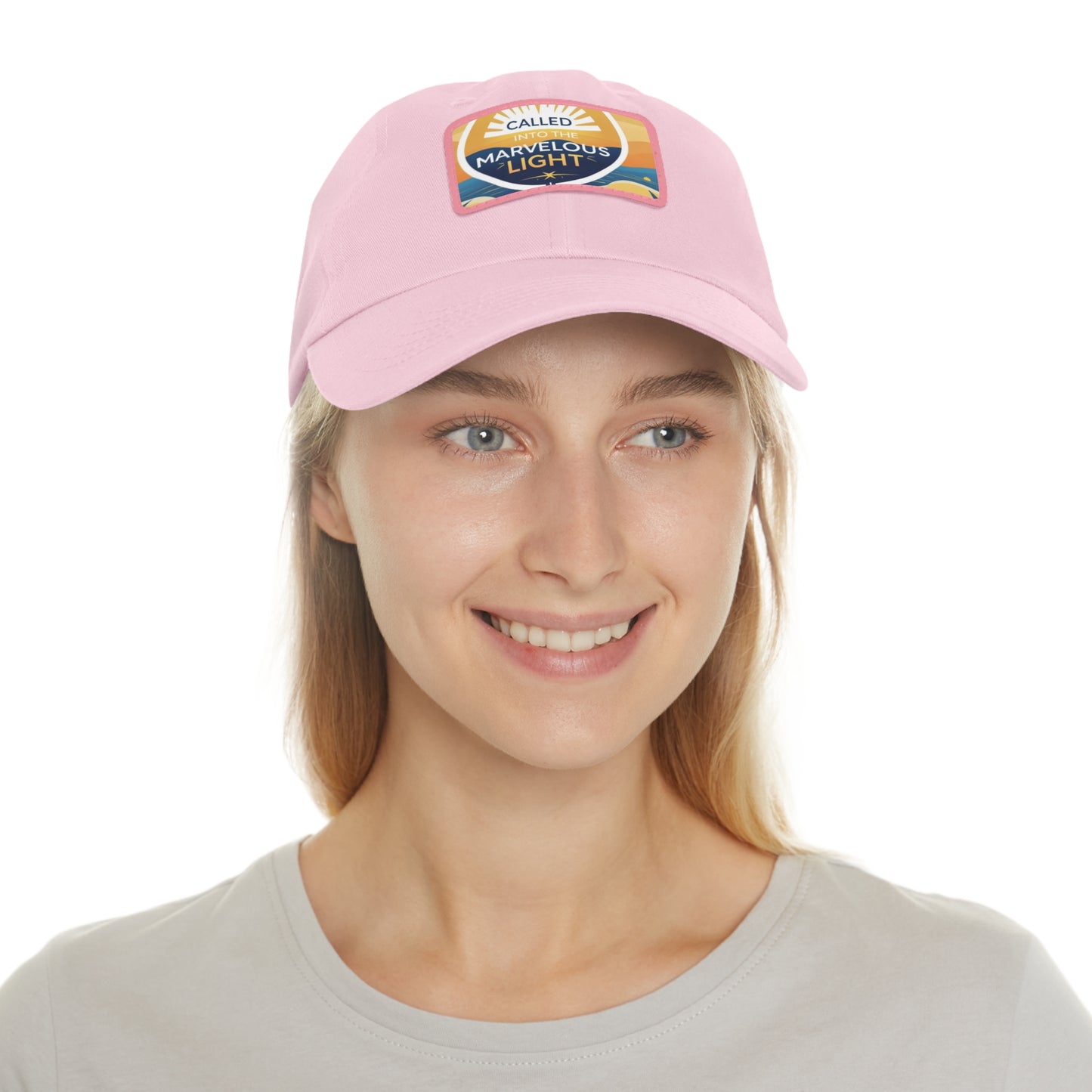 Light-Inspired Dad Hat with Leather Patch, Casual Cap, Inspirational Gift, Outdoor Accessories, Vintage Style, Everyday Wear
