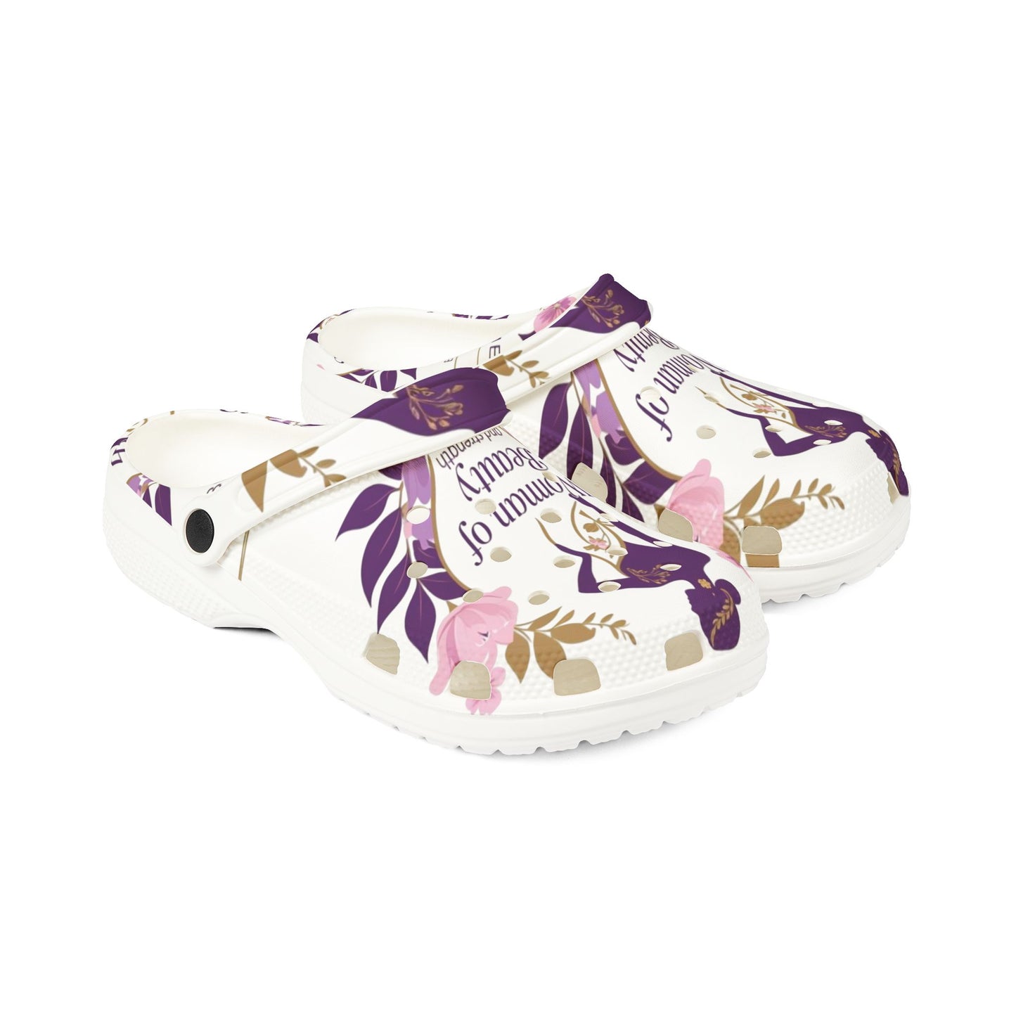 Floral Comfort Clogs - "Woman of Beauty" EVA Foam Shoes, Slip-On Garden Footwear, Perfect for Home, Work, Gift Ideas, Cozy Mules