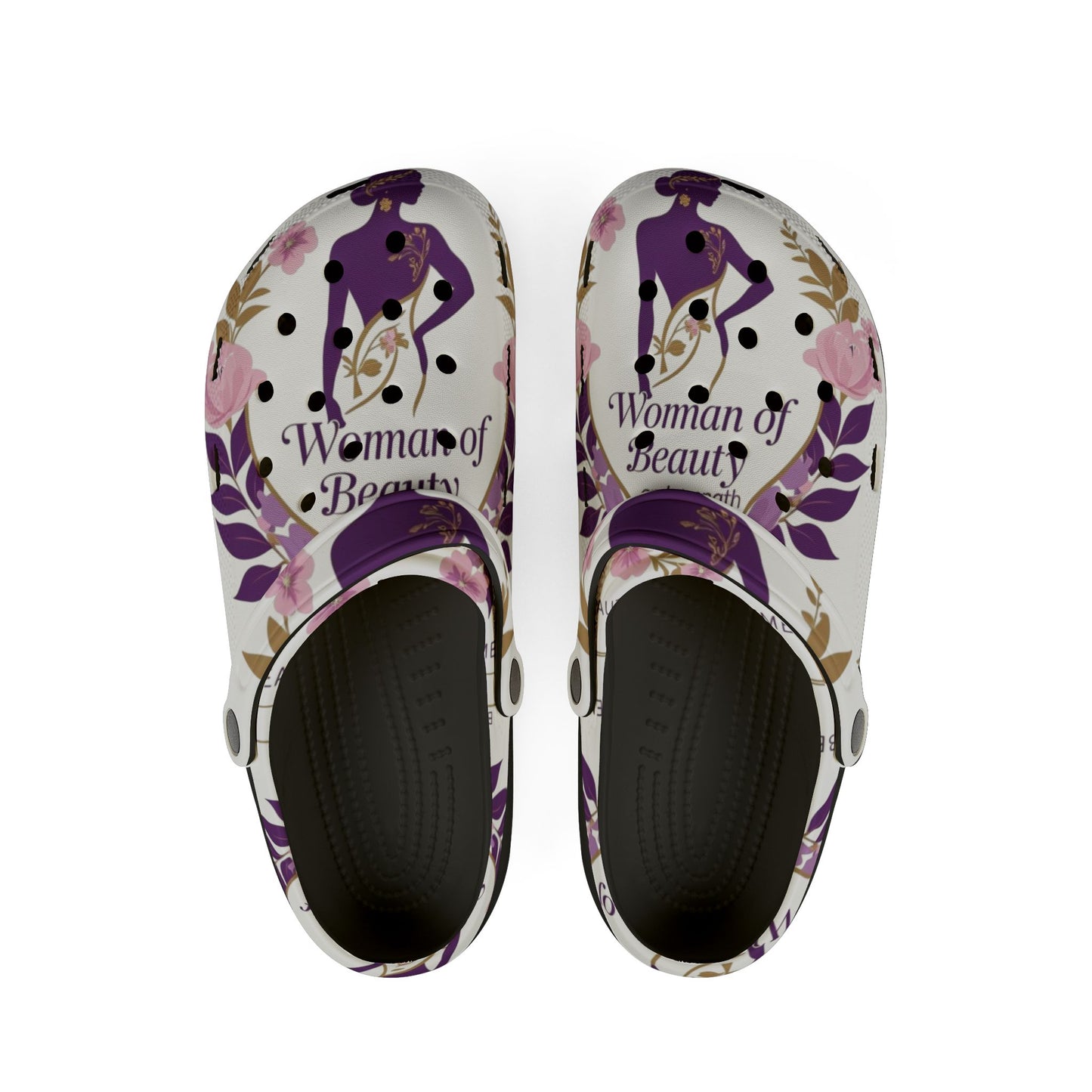Floral Comfort Clogs - "Woman of Beauty" EVA Foam Shoes, Slip-On Garden Footwear, Perfect for Home, Work, Gift Ideas, Cozy Mules