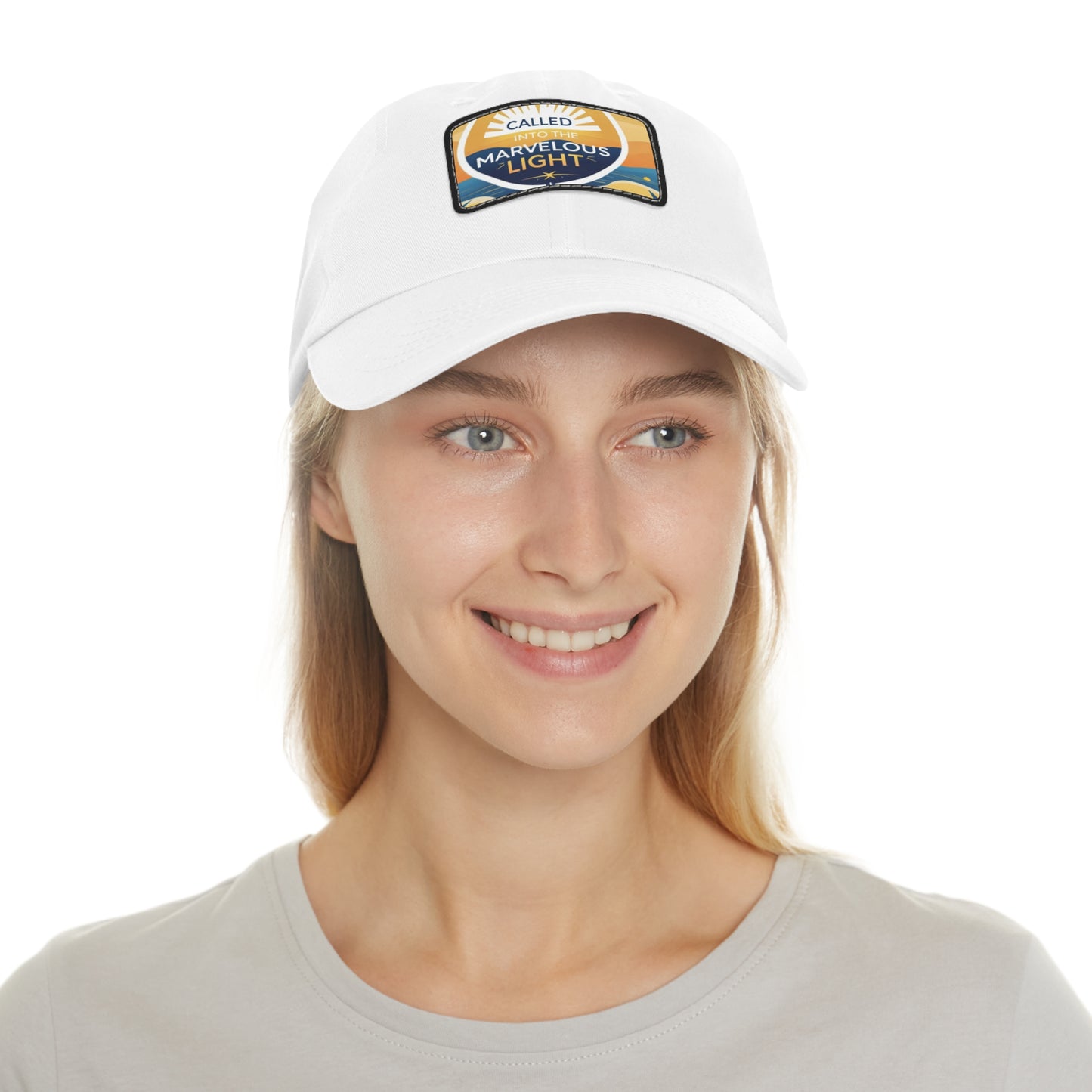 Light-Inspired Dad Hat with Leather Patch, Casual Cap, Inspirational Gift, Outdoor Accessories, Vintage Style, Everyday Wear
