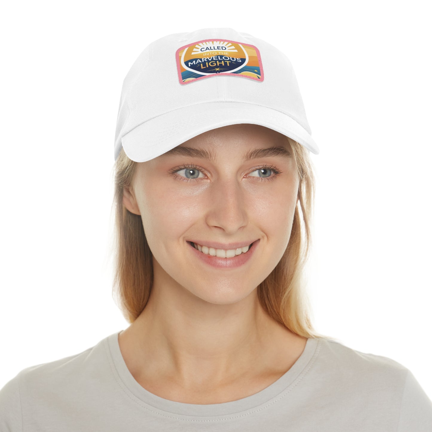 Light-Inspired Dad Hat with Leather Patch, Casual Cap, Inspirational Gift, Outdoor Accessories, Vintage Style, Everyday Wear