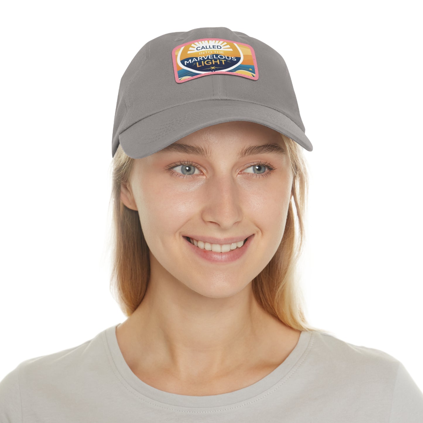 Light-Inspired Dad Hat with Leather Patch, Casual Cap, Inspirational Gift, Outdoor Accessories, Vintage Style, Everyday Wear