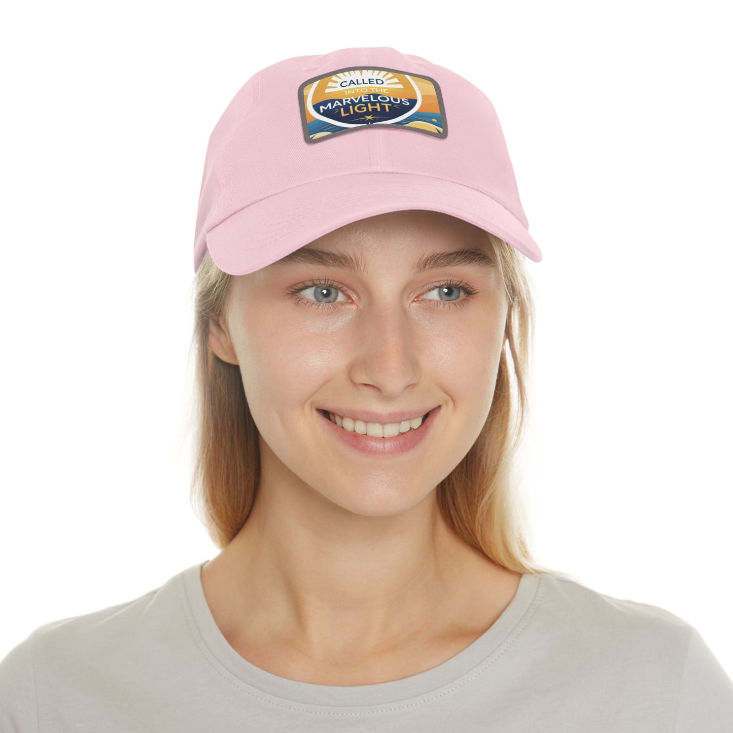 Light-Inspired Dad Hat with Leather Patch, Casual Cap, Inspirational Gift, Outdoor Accessories, Vintage Style, Everyday Wear