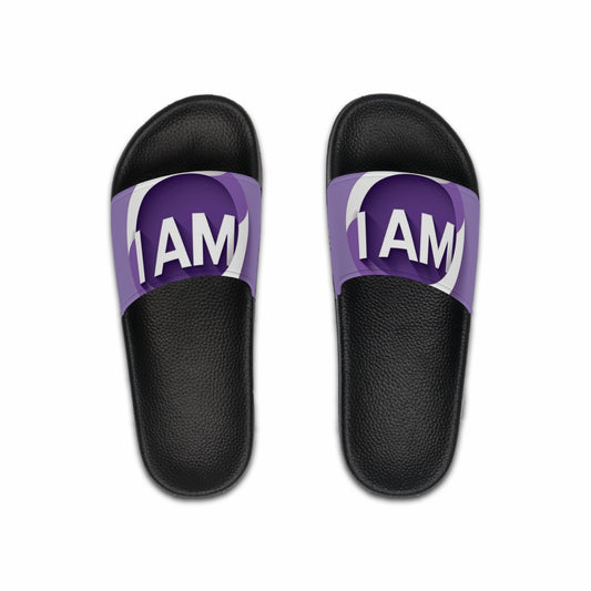 Comfortable Men's Slide Sandals - I AM Motivational Footwear, Summer Casual Sandals, Beach Slides, Relaxation Footwear, Gift for Him
