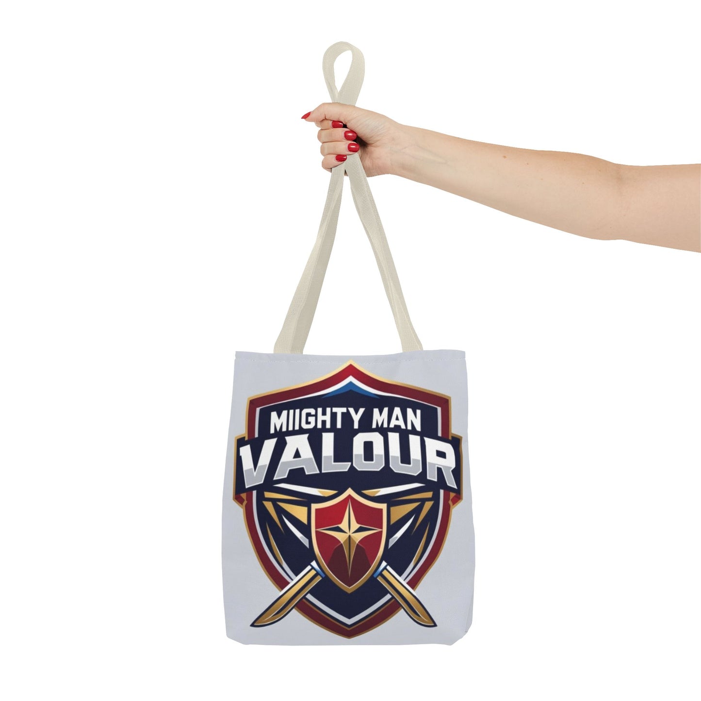 Mighty Man Valor Tote Bag - Versatile Carryall for Heroes, Gift for Gamers, Motivational Shopping Bag, Everyday Eco-Friendly Tote