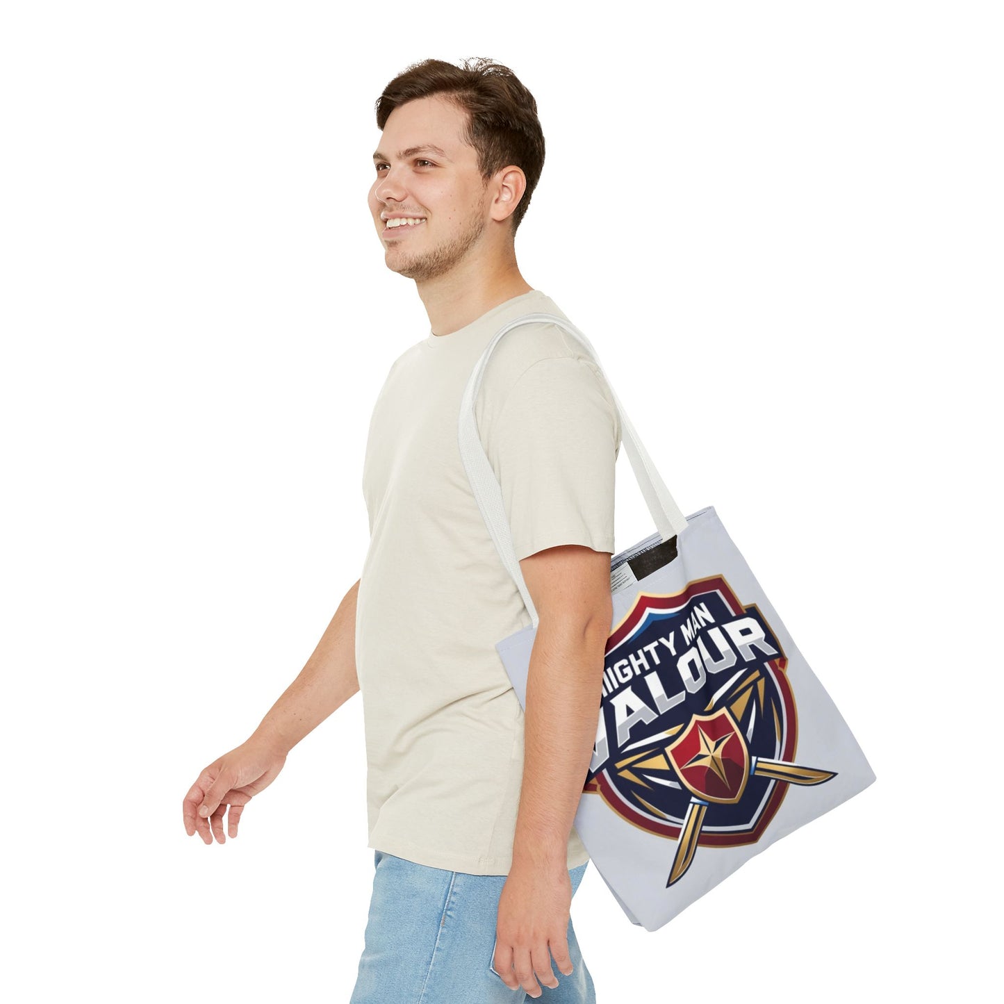 Mighty Man Valor Tote Bag - Versatile Carryall for Heroes, Gift for Gamers, Motivational Shopping Bag, Everyday Eco-Friendly Tote
