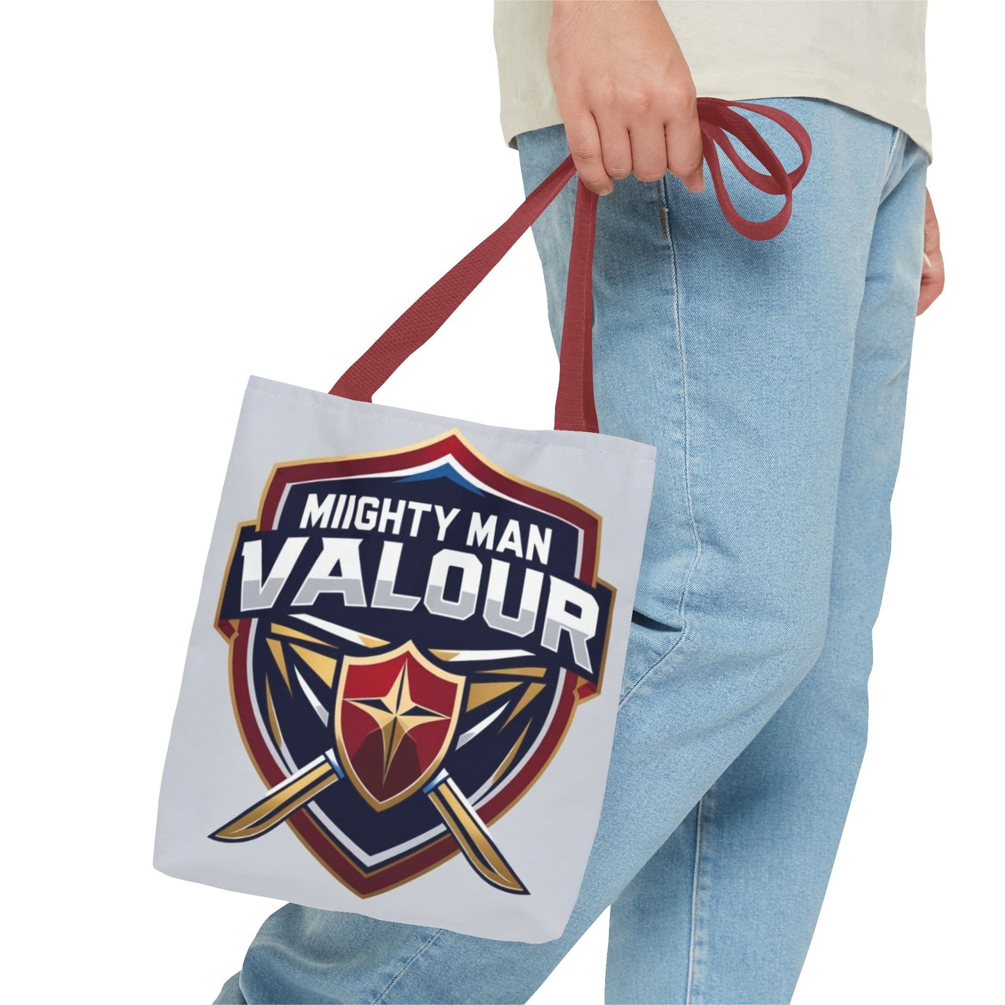Mighty Man Valor Tote Bag - Versatile Carryall for Heroes, Gift for Gamers, Motivational Shopping Bag, Everyday Eco-Friendly Tote