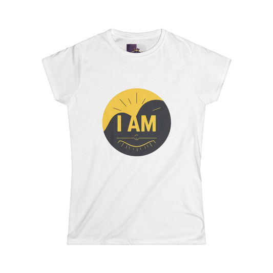 Inspirational Women's Softstyle Tee - Empowering I AM, Uplifting Statement Shirt, Motivational Gift, Casual Wear, Spiritual Tee