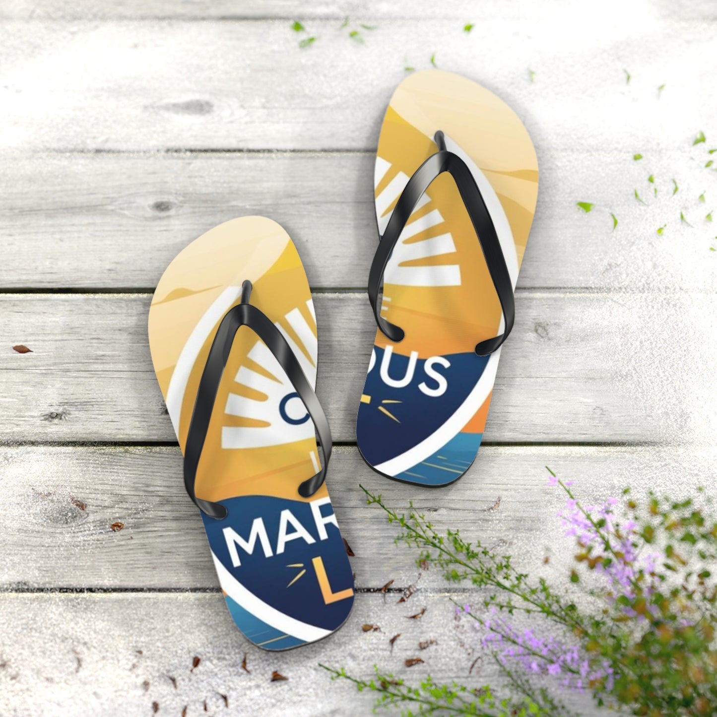 Sunny Day Flip Flops, Summer Footwear, Beach Essentials, Vacation Sandals, Custom Summer Gift, Pool Party Accessory