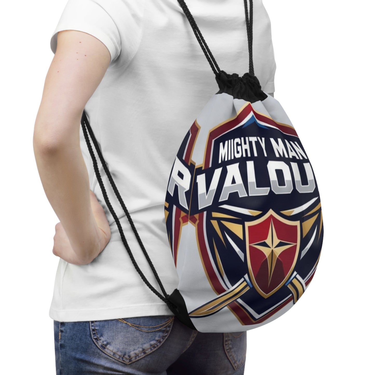 Mighty Man Valour Drawstring Bag for Sports, Gifts, and Everyday Use, Perfect for Gym, School, and Travel