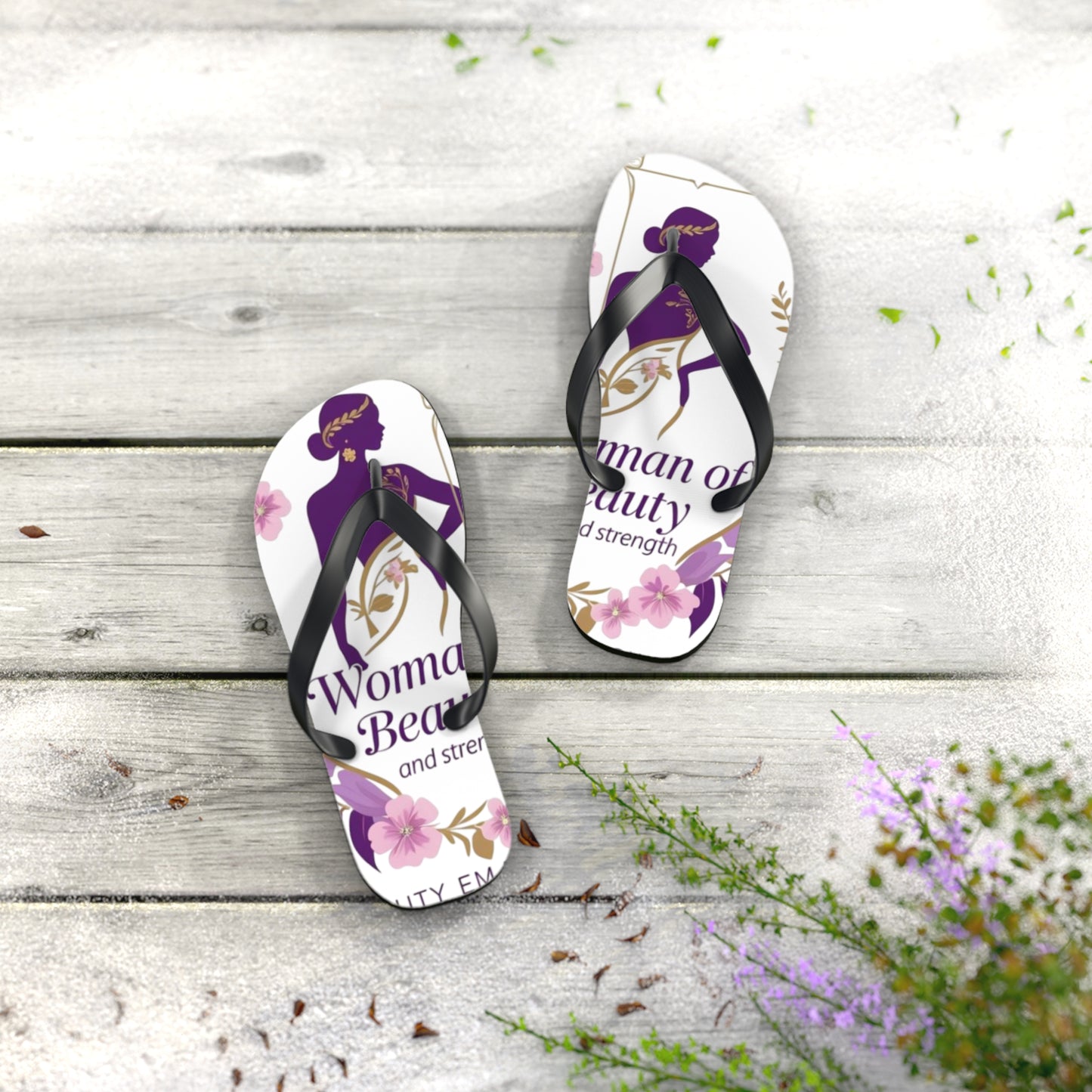 Empowered Woman Flip Flops | Inspiring Footwear for Summer, Perfect Gift for Her, Beach, Vacation, Self-Love Celebration
