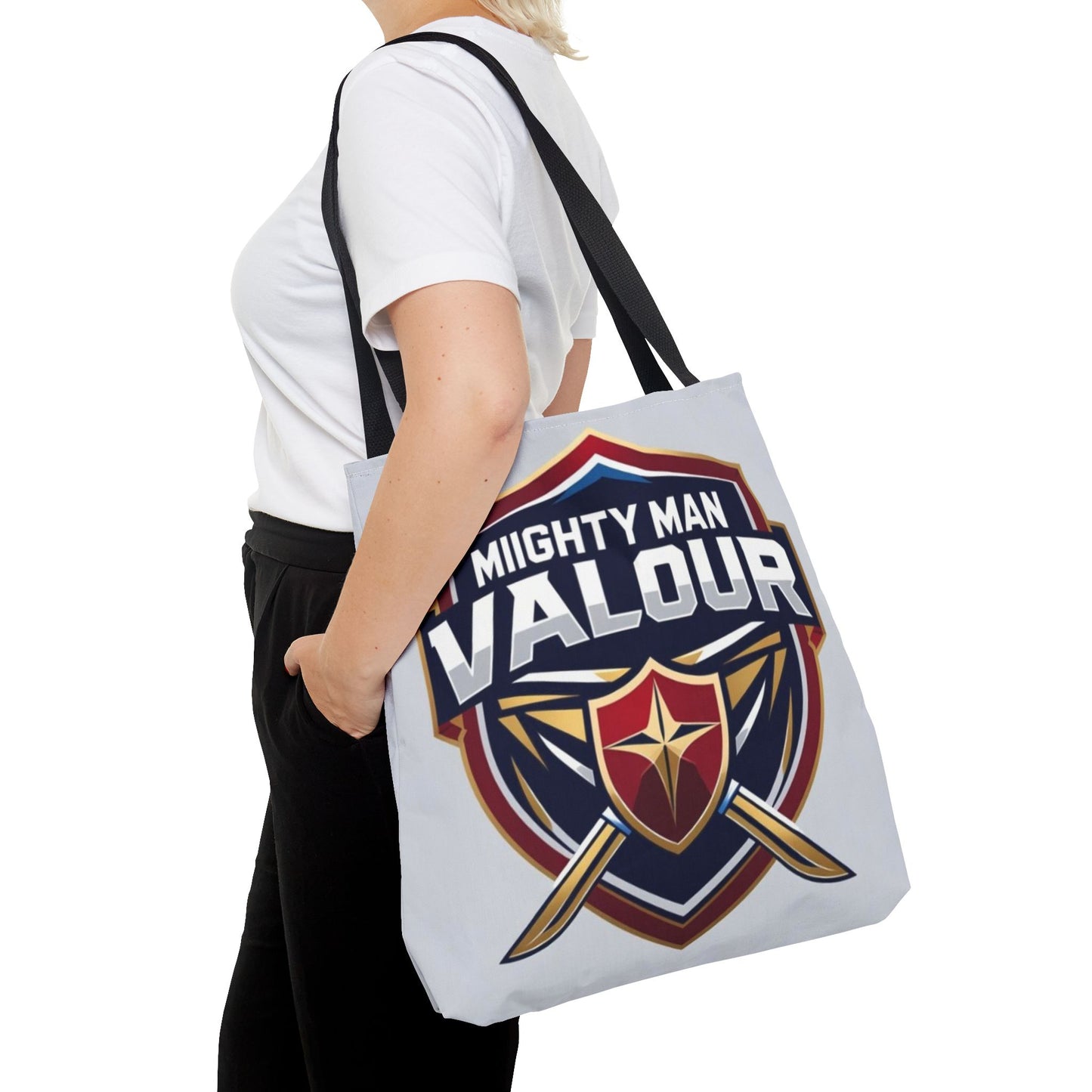 Mighty Man Valor Tote Bag - Versatile Carryall for Heroes, Gift for Gamers, Motivational Shopping Bag, Everyday Eco-Friendly Tote