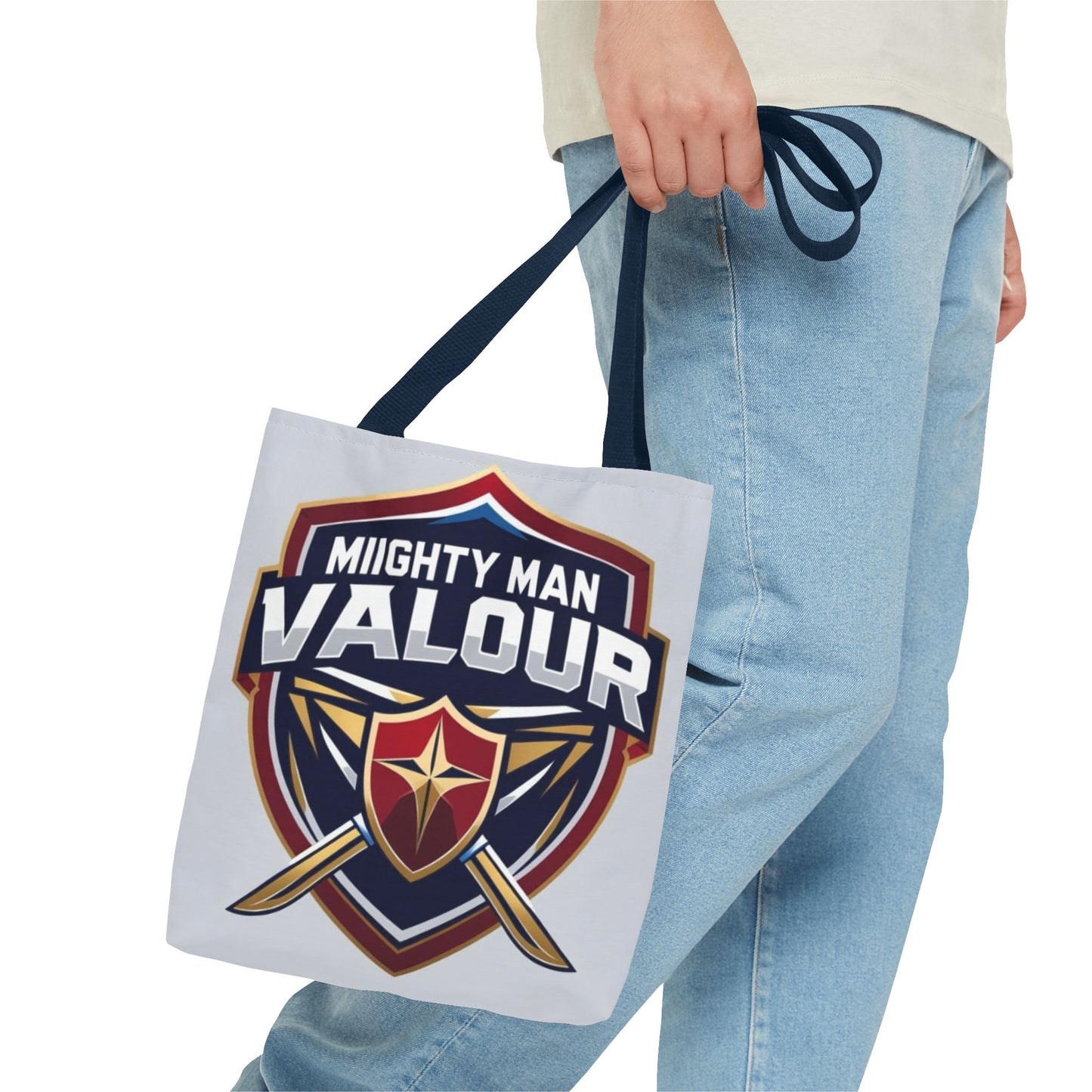 Mighty Man Valor Tote Bag - Versatile Carryall for Heroes, Gift for Gamers, Motivational Shopping Bag, Everyday Eco-Friendly Tote