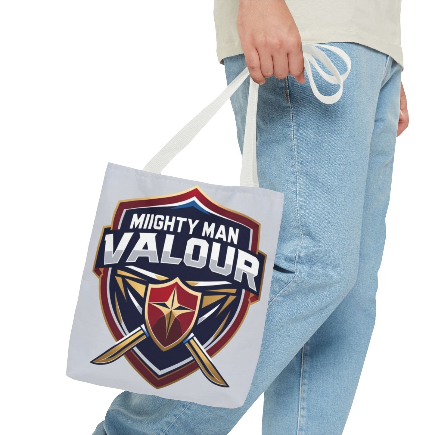Mighty Man Valor Tote Bag - Versatile Carryall for Heroes, Gift for Gamers, Motivational Shopping Bag, Everyday Eco-Friendly Tote