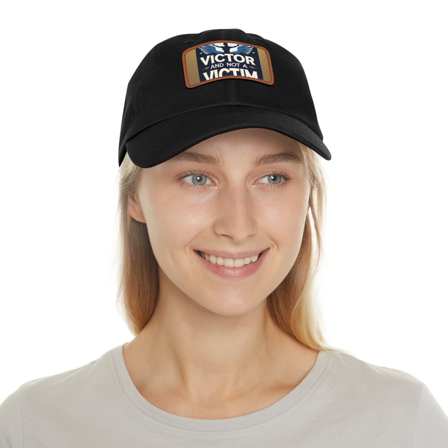 Dad Hat with Leather Patch - "Victor and Not a Victim" - Stylish Cap for Men, Gift for Dad, Father's Day, Casual Wear, Motivational [...]