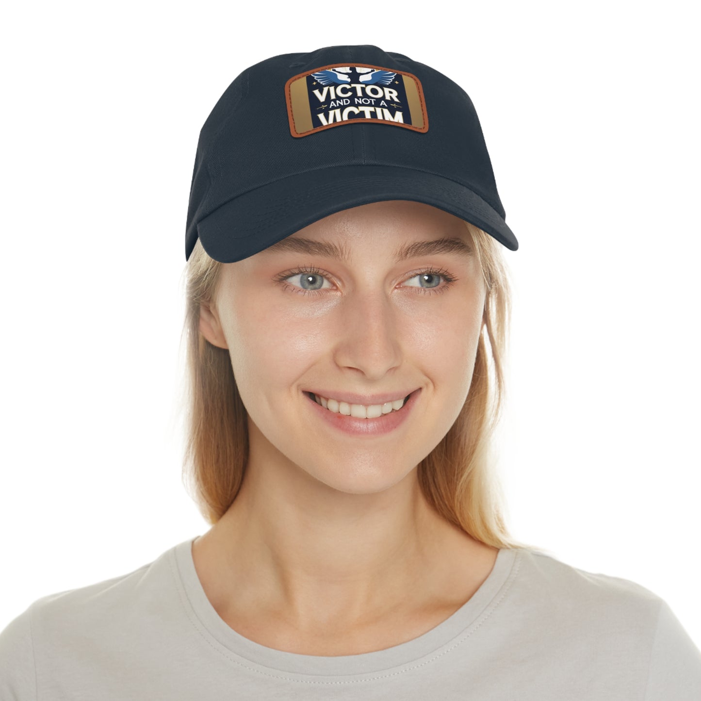 Dad Hat with Leather Patch - "Victor and Not a Victim" - Stylish Cap for Men, Gift for Dad, Father's Day, Casual Wear, Motivational [...]