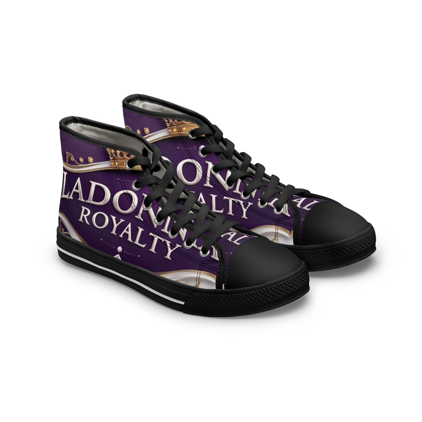 Royalty-Themed Women's High Top Sneakers - Stylish, Trendy, Unique Footwear for Everyday Wear, Parties, Gifts, and Celebrations