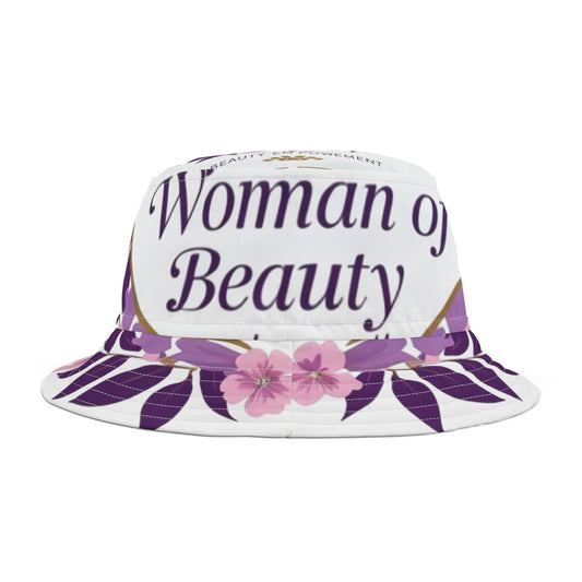 Floral Bucket Hat - 'Woman of Beauty' Design, Summer Accessory, Beach Hat, Gift for Her, Fashion Statement, Boho Style