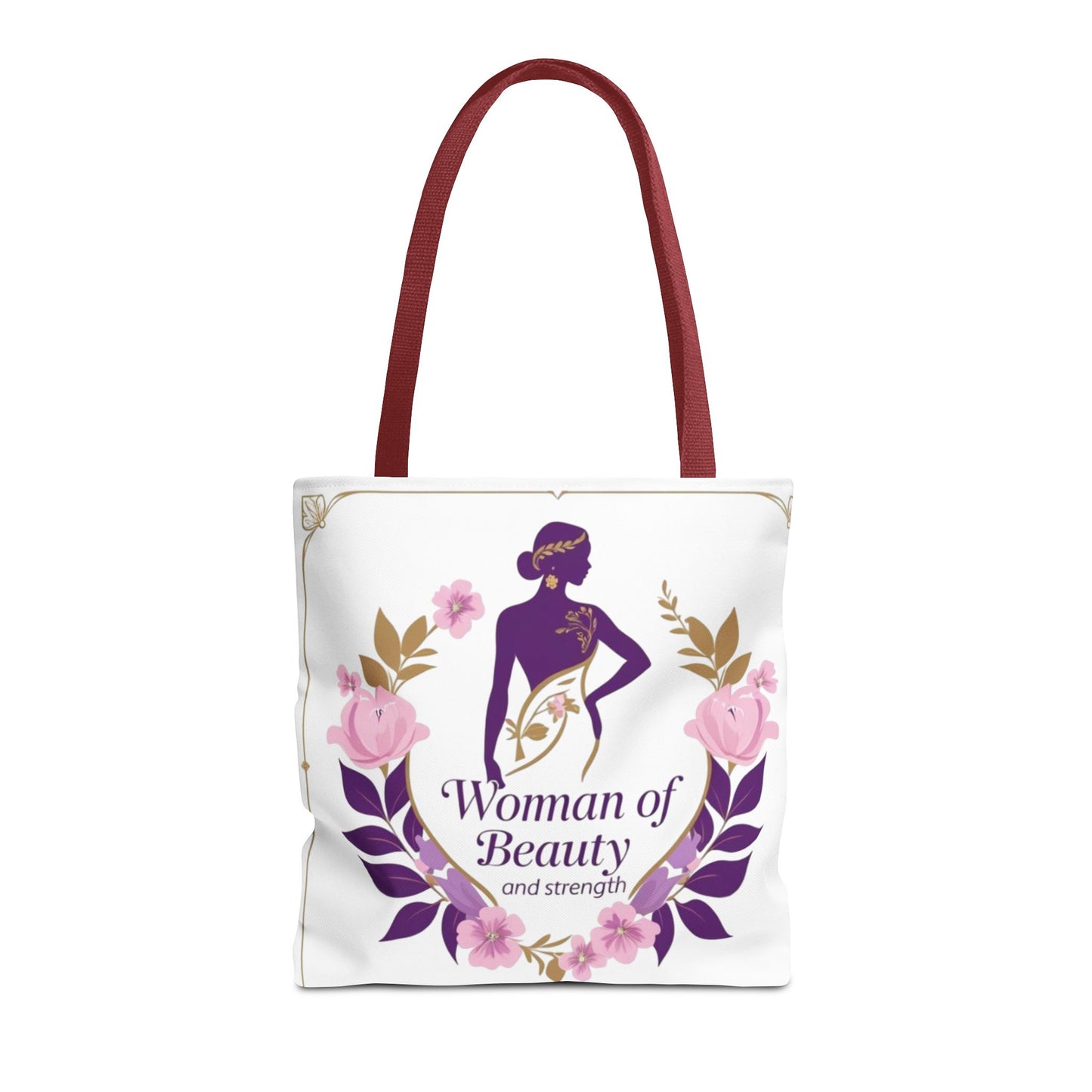 Empowering Floral Tote Bag, Woman of Beauty and Strength, Inspirational Gift, Stylish Eco-Friendly Bag, Perfect for Everyday Use