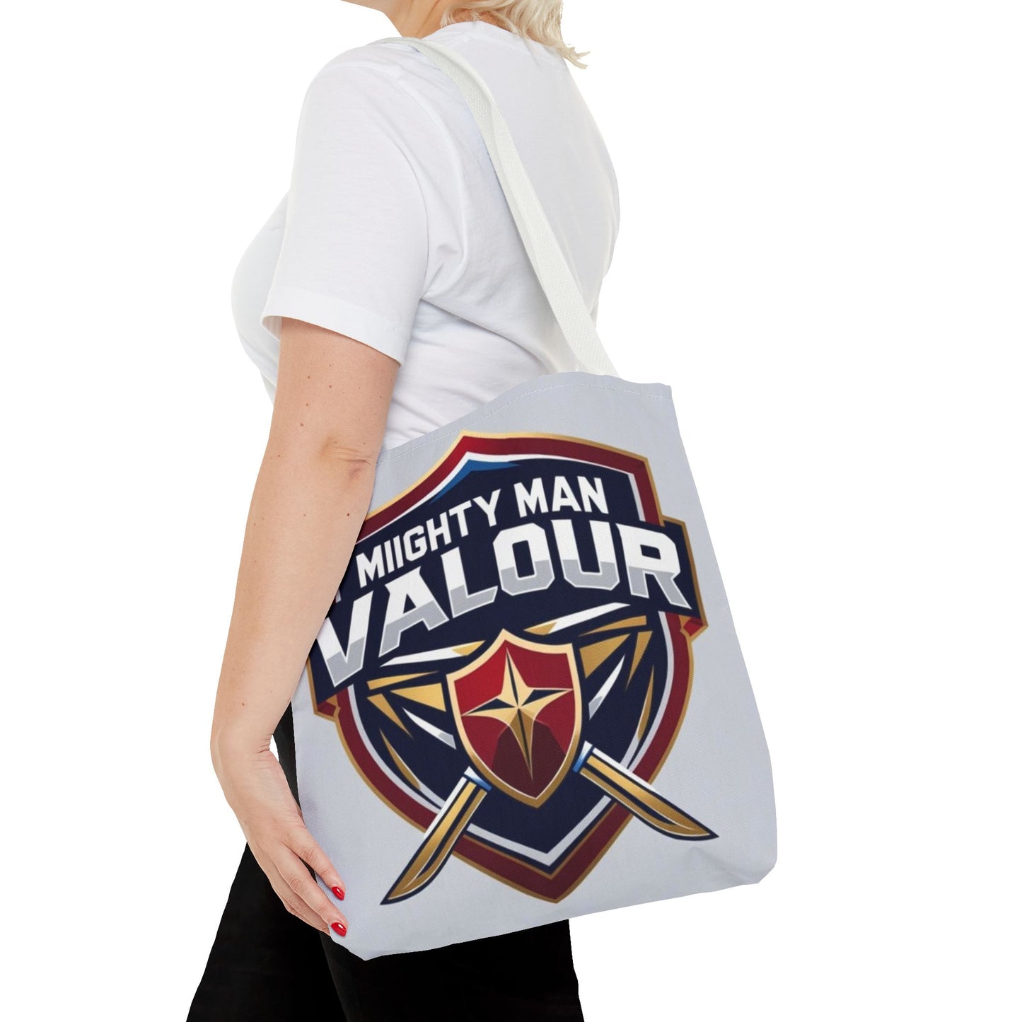 Mighty Man Valor Tote Bag - Versatile Carryall for Heroes, Gift for Gamers, Motivational Shopping Bag, Everyday Eco-Friendly Tote