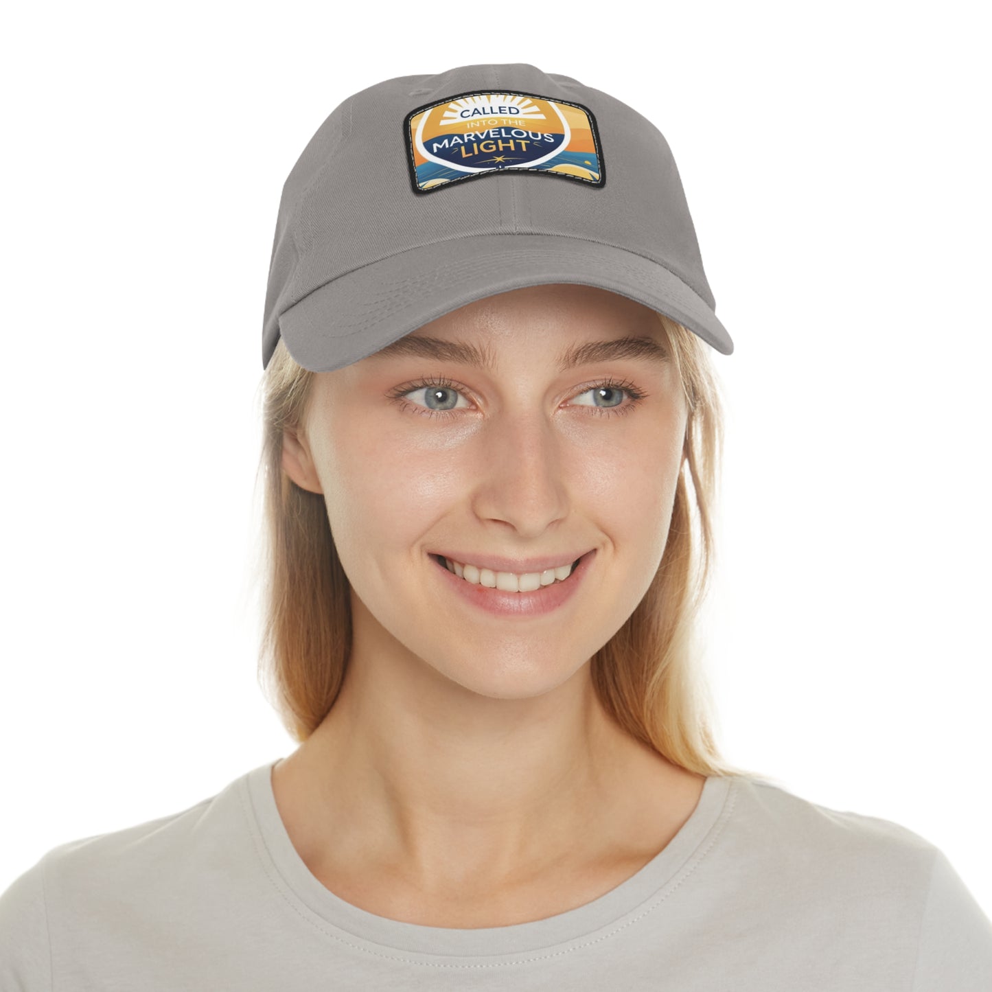 Light-Inspired Dad Hat with Leather Patch, Casual Cap, Inspirational Gift, Outdoor Accessories, Vintage Style, Everyday Wear