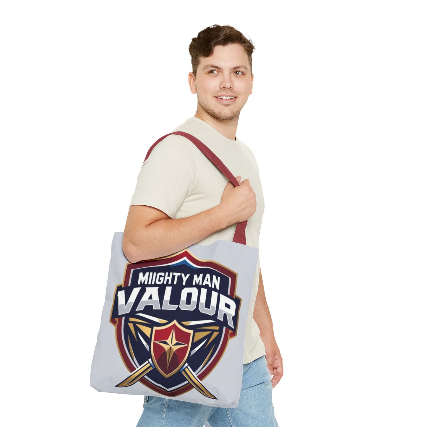 Mighty Man Valor Tote Bag - Versatile Carryall for Heroes, Gift for Gamers, Motivational Shopping Bag, Everyday Eco-Friendly Tote