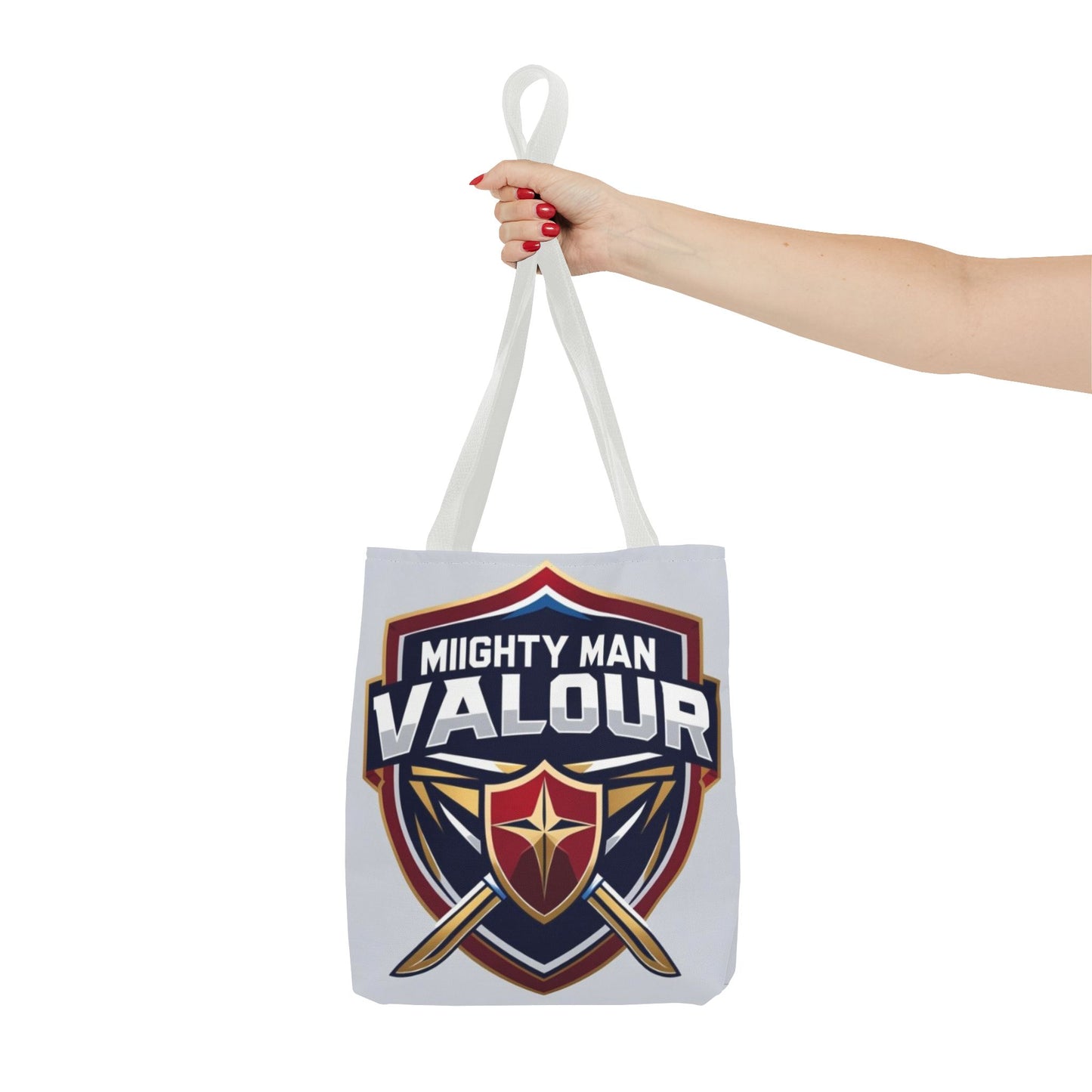Mighty Man Valor Tote Bag - Versatile Carryall for Heroes, Gift for Gamers, Motivational Shopping Bag, Everyday Eco-Friendly Tote
