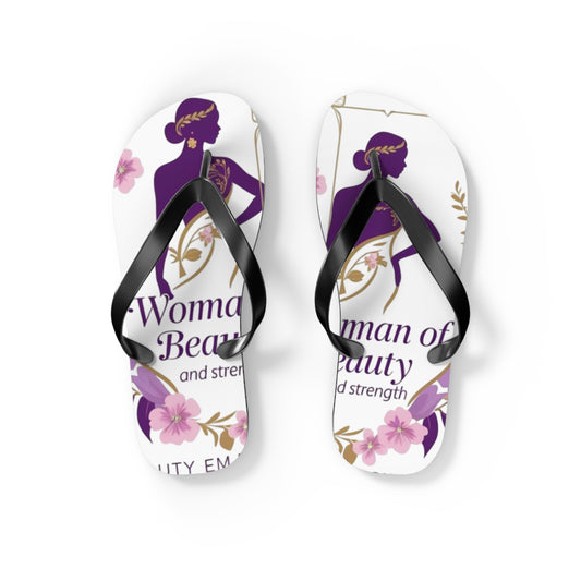 Empowered Woman Flip Flops | Inspiring Footwear for Summer, Perfect Gift for Her, Beach, Vacation, Self-Love Celebration