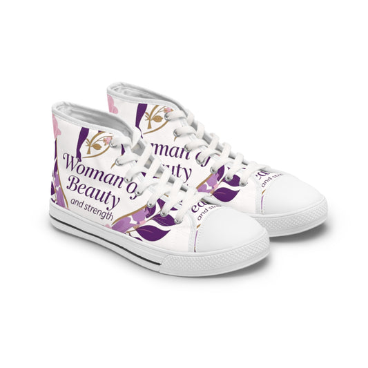 Empowering Women's High Top Sneakers - Stylish, Comfortable, Versatile Shoes for Every Occasion, Fashion, Beauty, Strength, Gift