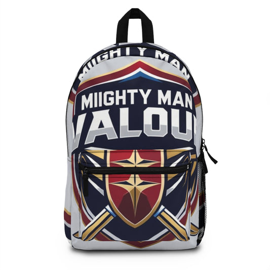 Mighty Man Valor Backpack - Stylish School Bag, Gaming Gear, Travel Companion, Unique Gift for Adventurers, Trendy Bag