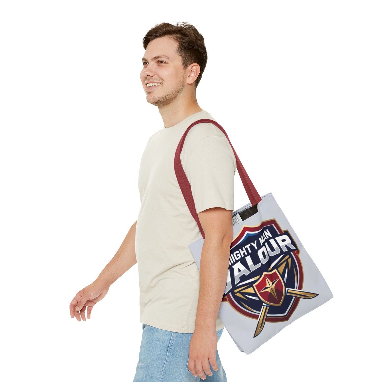 Mighty Man Valor Tote Bag - Versatile Carryall for Heroes, Gift for Gamers, Motivational Shopping Bag, Everyday Eco-Friendly Tote