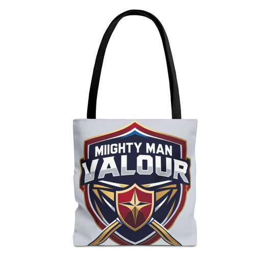Mighty Man Valor Tote Bag - Versatile Carryall for Heroes, Gift for Gamers, Motivational Shopping Bag, Everyday Eco-Friendly Tote