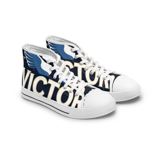 Women's High Top Sneakers - Victory Design, Stylish Athletic Footwear, Trendy Casual Shoes, Gift for Her, Fashionable Sneakers