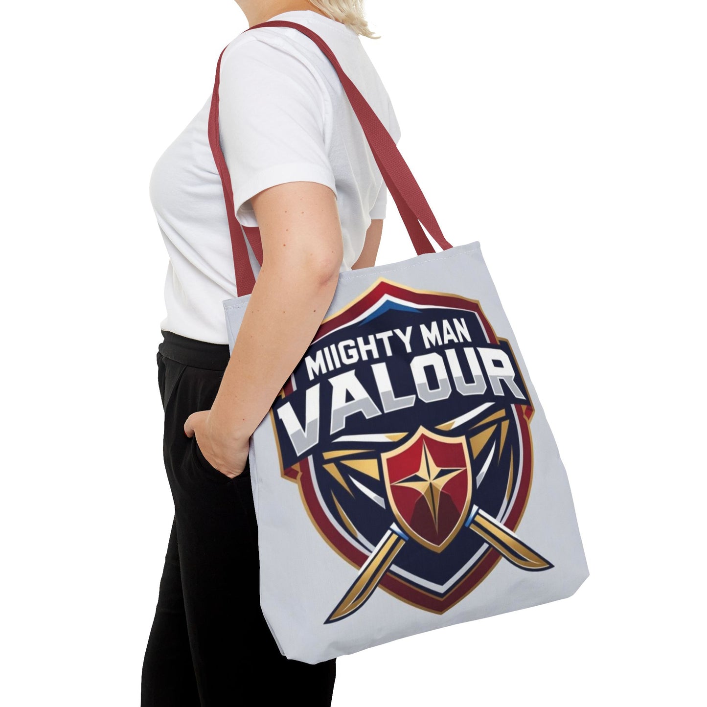 Mighty Man Valor Tote Bag - Versatile Carryall for Heroes, Gift for Gamers, Motivational Shopping Bag, Everyday Eco-Friendly Tote