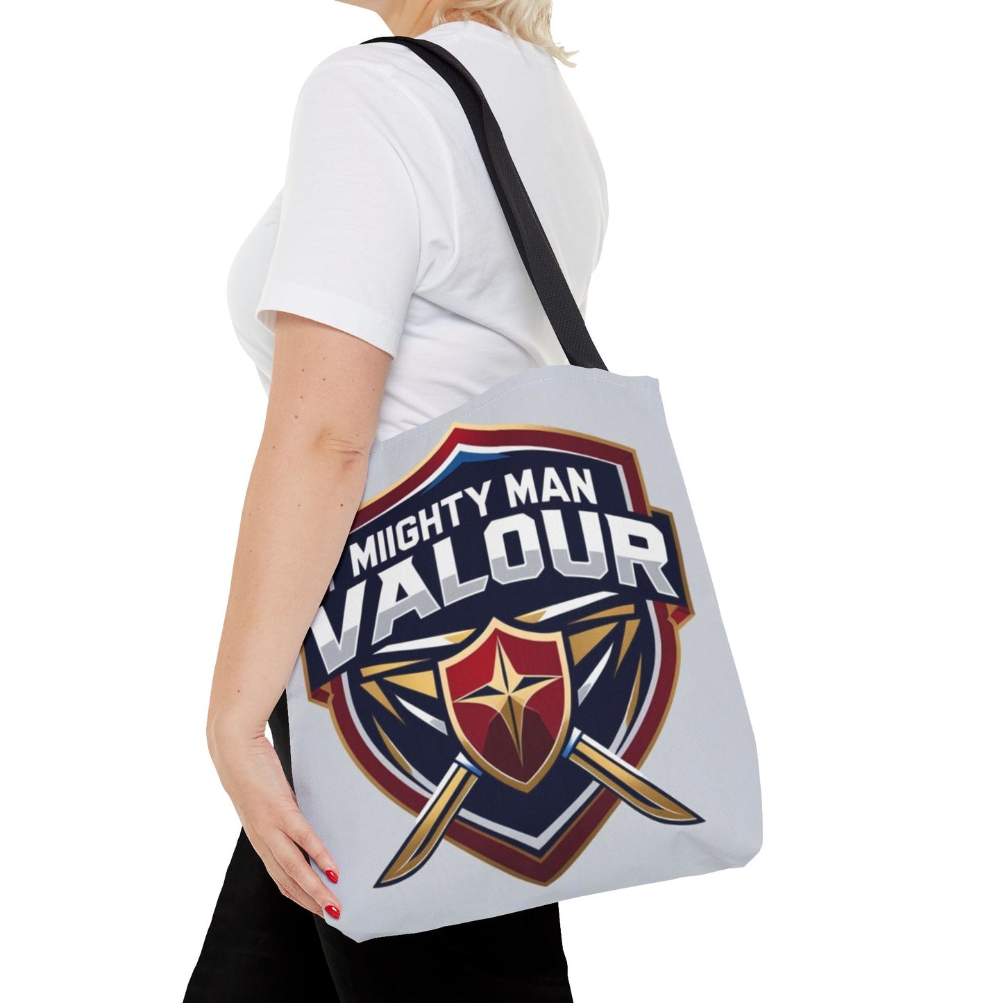 Mighty Man Valor Tote Bag - Versatile Carryall for Heroes, Gift for Gamers, Motivational Shopping Bag, Everyday Eco-Friendly Tote