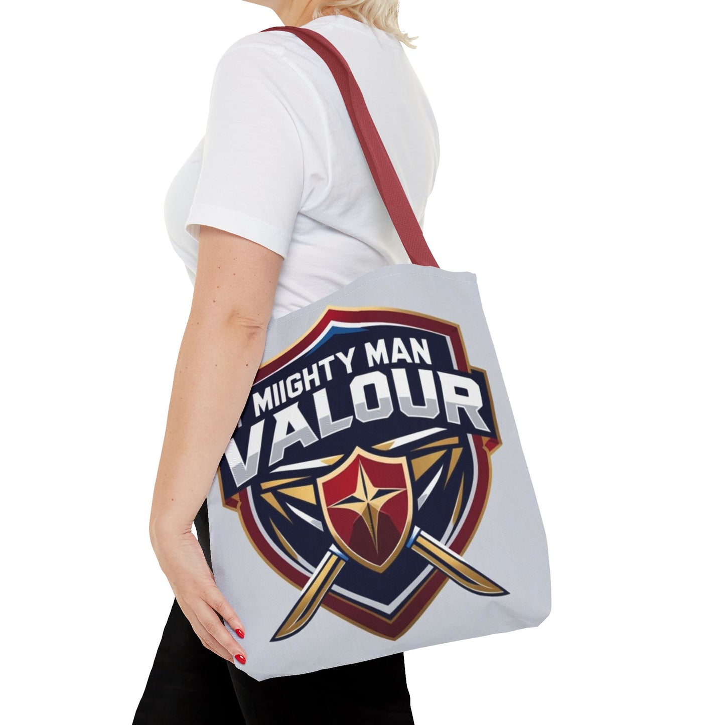 Mighty Man Valor Tote Bag - Versatile Carryall for Heroes, Gift for Gamers, Motivational Shopping Bag, Everyday Eco-Friendly Tote