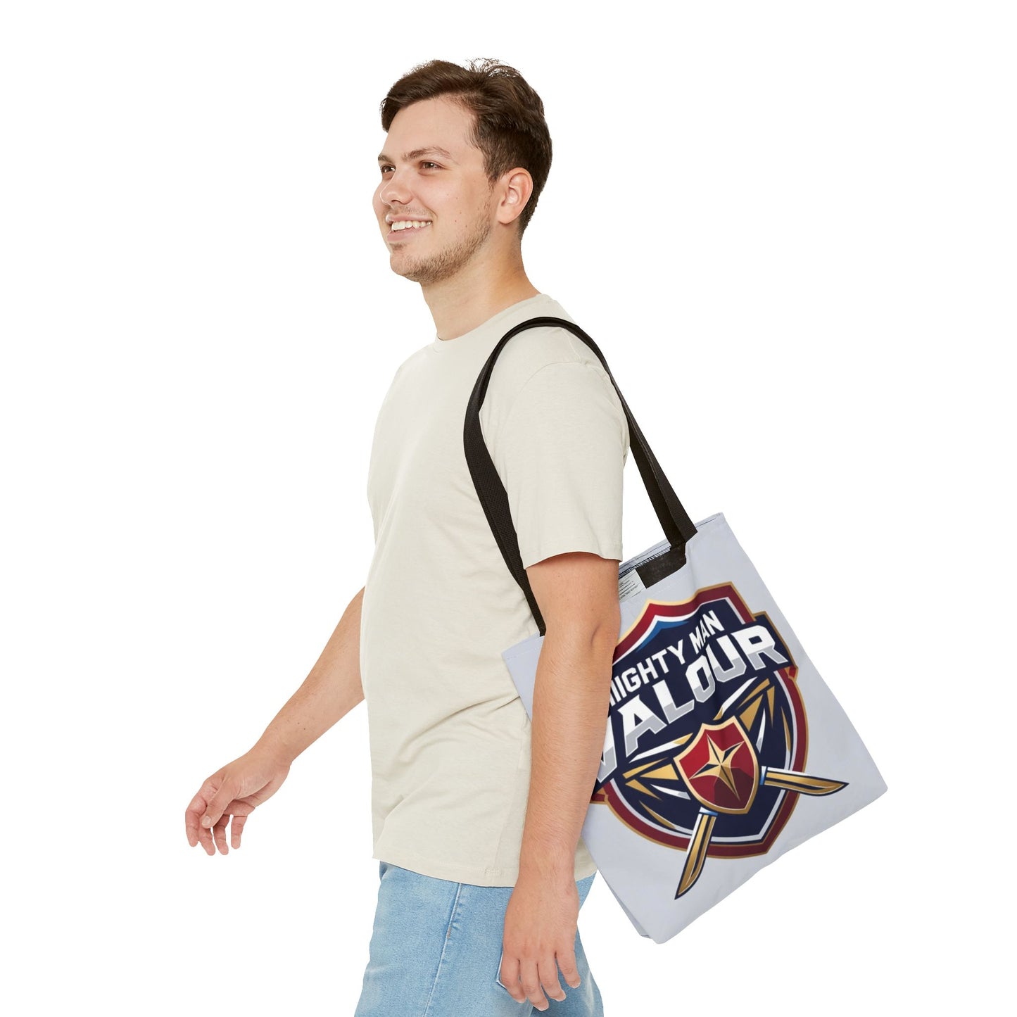 Mighty Man Valor Tote Bag - Versatile Carryall for Heroes, Gift for Gamers, Motivational Shopping Bag, Everyday Eco-Friendly Tote